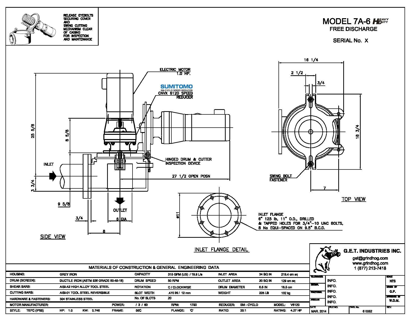 data drawing for Model 7A-6